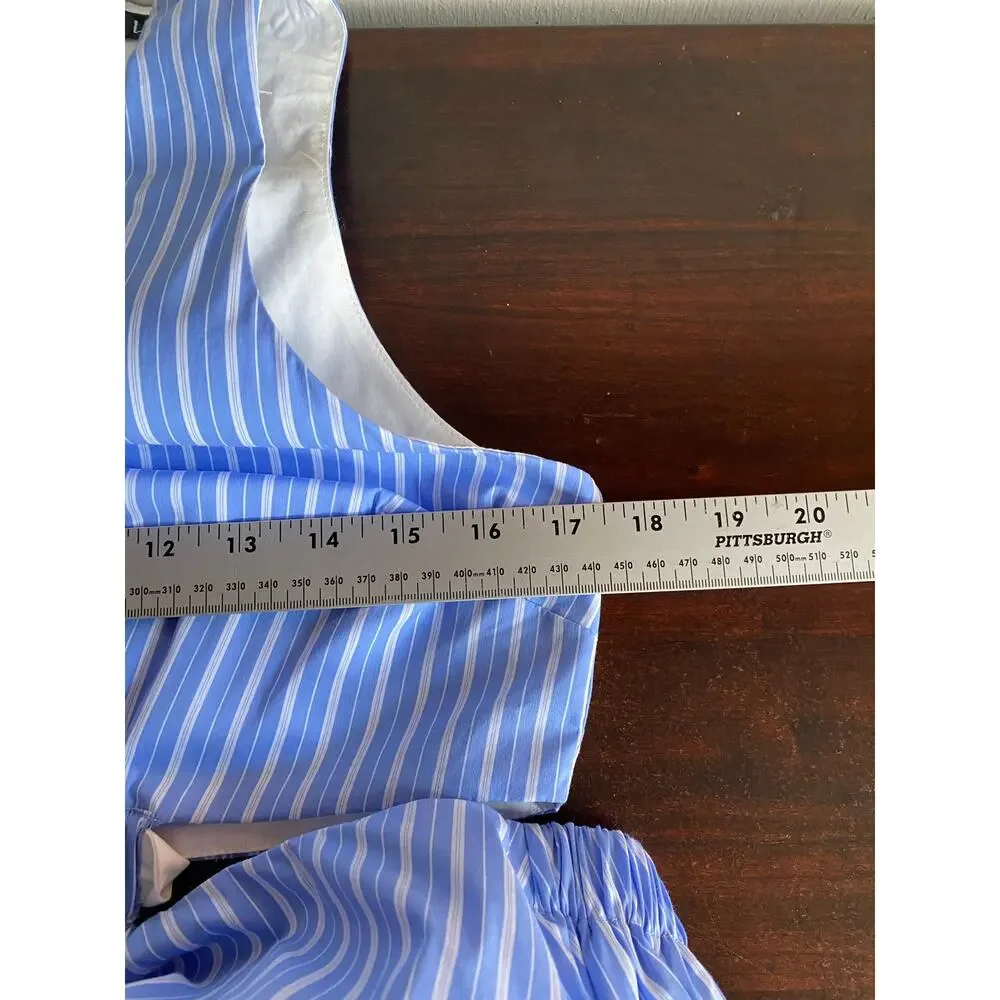 NWT Lulus Preppy Blue White Pinstripe Tank Cut Away Midi Maxi Length Dress Med - Picture 8 of 9